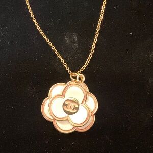CHANEL Gold and White Flower Necklace